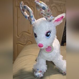 Build-A-Bear Glisten White Reindeer Plush Sparkle Snowflake Antlers Christ